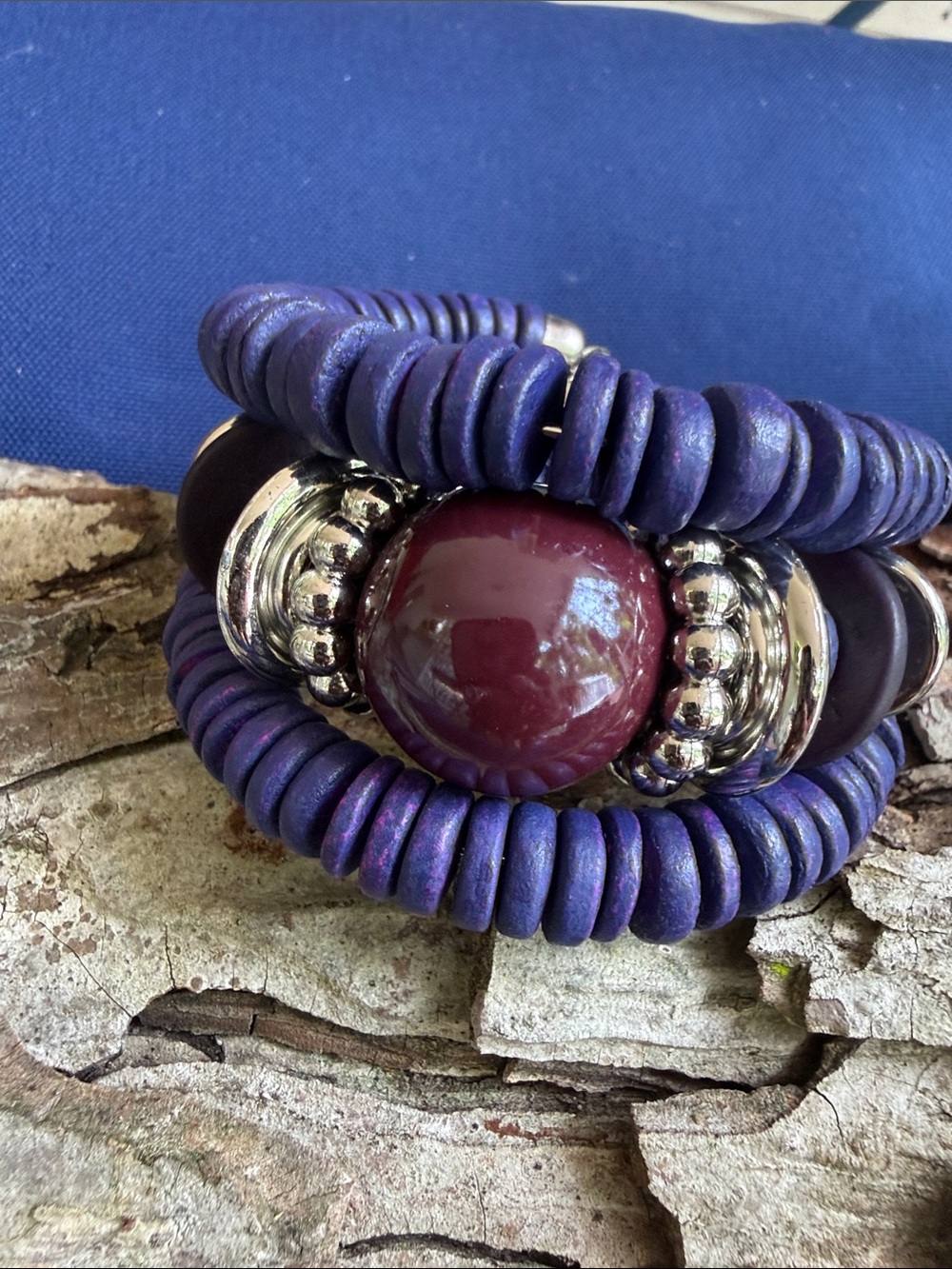 Purple Coil Bracelet with Silver Accents